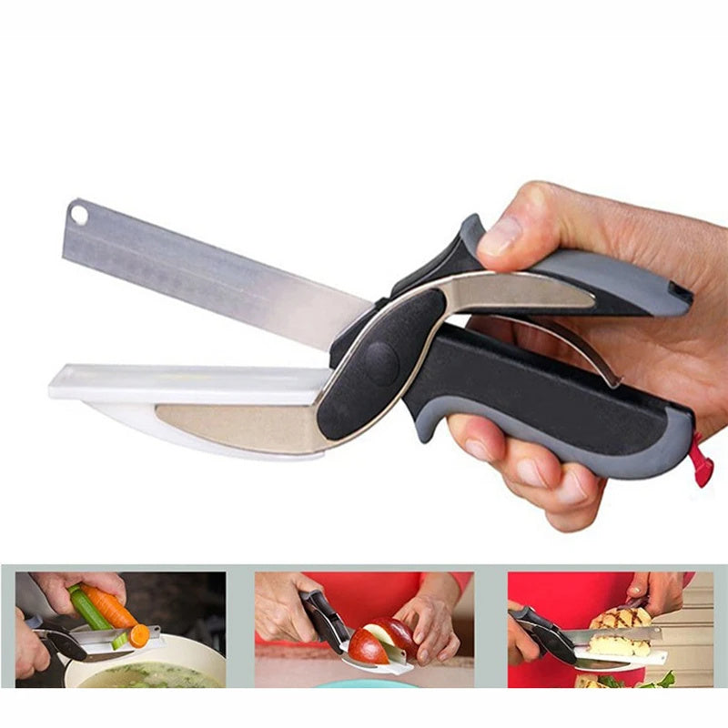 Tijeras para cocina, 2 en 1, cuchillo para picar inteligente y funcional