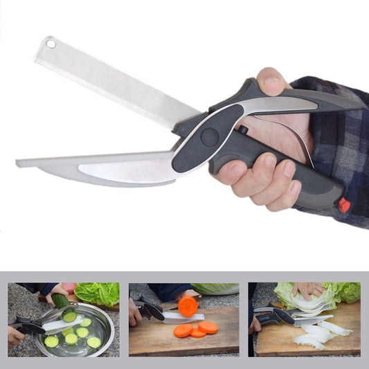 Tijeras para cocina, 2 en 1, cuchillo para picar inteligente y funcional