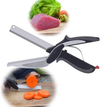 Tijeras para cocina, 2 en 1, cuchillo para picar inteligente y funcional